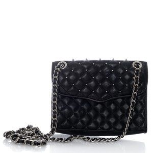 Rebecca Minkoff Black Leather Quilted Studded Crossbody Bag